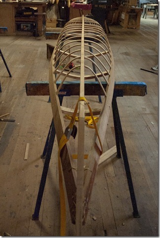 Keel strip, bow, and stern in place Keel strip, bow, and stern in place